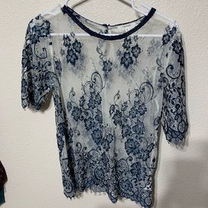 White and blue blouse